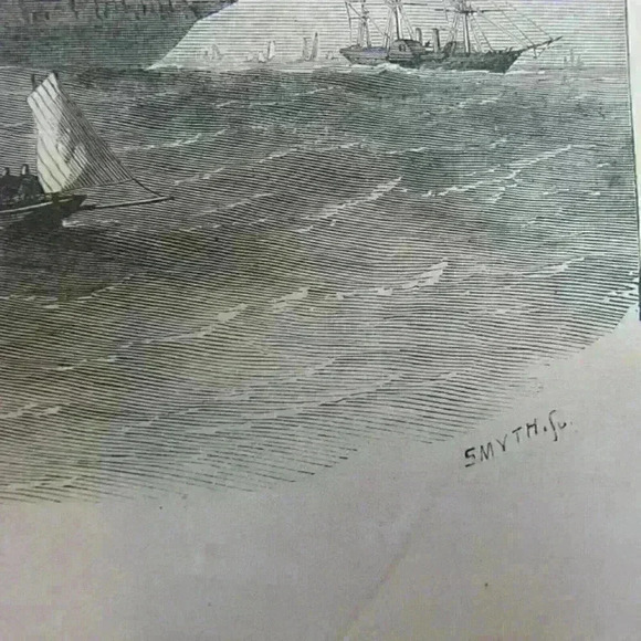 Art Print United States Steam Frigate Merrimack Naval Ship Seascape Antique 1856 - Picture 6 of 12